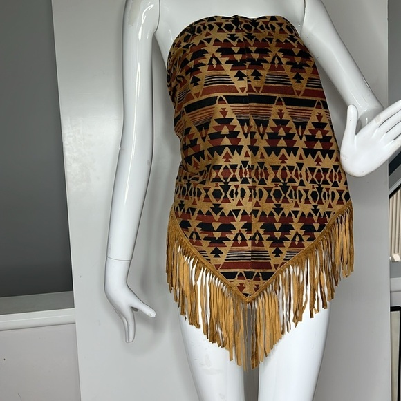 Lew Magram Suede Leather 53” x 25” Fringe Scarf Shawl Sarong Top - Picture 3 of 10